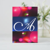 Invitation MONOGRAMME BULLE QUANTIQUE rouge bleu rsvp (Debout devant)