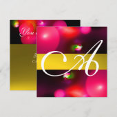 Invitation MONOGRAMME BULLE QUANTIQUE rouge jaune (Devant / Derrière)