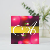 Invitation MONOGRAMME BULLE QUANTIQUE rouge jaune (Debout devant)
