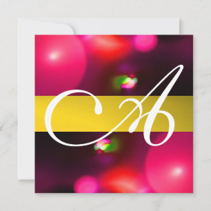 Invitation MONOGRAMME BULLE QUANTIQUE rouge jaune