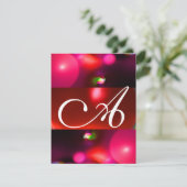 Invitation MONOGRAMME BULLE QUANTIQUE rouge noir rose (Debout devant)