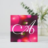 Invitation MONOGRAMME BULLE QUANTIQUE rouge rose (Debout devant)
