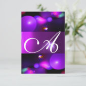 Invitation MONOGRAMME BULLE QUANTIQUE rsvp violet (Debout devant)