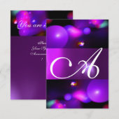 Invitation MONOGRAMME BULLE QUANTIQUE rsvp violet (Devant / Derrière)
