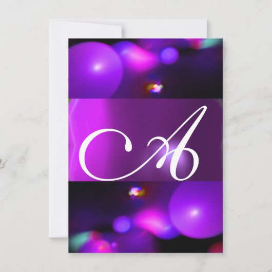 Invitation MONOGRAMME BULLE QUANTIQUE rsvp violet (Devant)