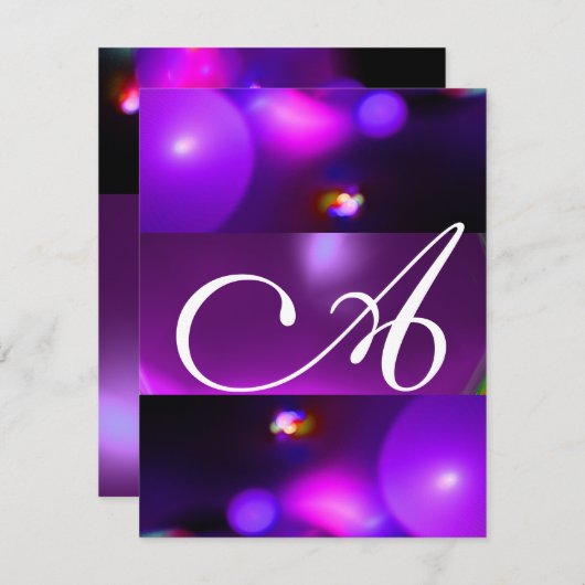 Invitation MONOGRAMME BULLE QUANTIQUE violet (Devant / Derrière)