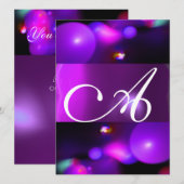 Invitation MONOGRAMME BULLE QUANTIQUE violet (Devant / Derrière)