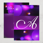 Invitation MONOGRAMME BULLE QUANTIQUE violet (Devant / Derrière)