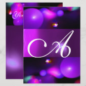 Invitation MONOGRAMME BULLE QUANTIQUE violet (Devant / Derrière)