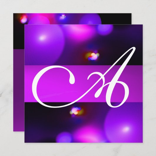 Invitation MONOGRAMME BULLE QUANTIQUE violet (Devant / Derrière)