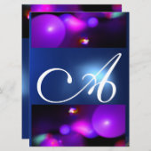 Invitation MONOGRAMME BULLE QUANTIQUE violet bleu (Devant / Derrière)