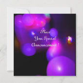 Invitation MONOGRAMME BULLE QUANTIQUE violet noir rose (Dos)