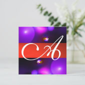 Invitation MONOGRAMME BULLE QUANTIQUE  violet rouge (Debout devant)