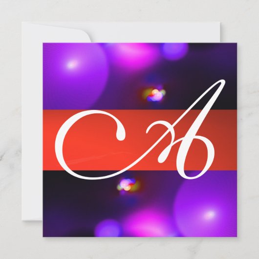 Invitation MONOGRAMME BULLE QUANTIQUE  violet rouge (Devant)