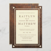 Invitation Monogramme cardiaque Mariage rustique en noix fonc (Devant / Derrière)