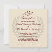 Invitation Monogramme Carré Classic Maroon College (Devant)