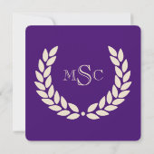 Invitation Monogramme Carré Classic Purple College Graduation (Dos)
