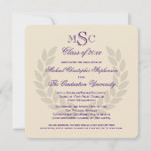 Invitation Monogramme Carré Classic Purple College Graduation (Devant)