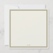 Invitation Monogramme Carré de Mariage Classique Ivoire & Or (Dos)