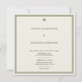 Invitation Monogramme Carré de Mariage Classique Ivoire & Or (Devant)