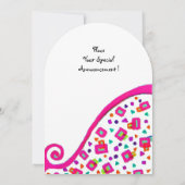 INVITATION MONOGRAMME CARRÉ DÉCO ABSTRAIT BLANC FUCHSIA ROSE (Dos)