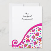 INVITATION MONOGRAMME CARRÉE DÉCO ABSTRAITE ARGENT FUCHSIA RO (Dos)