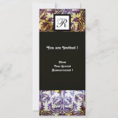 Invitation MONOGRAMME CARRÉE EN DAMAS ANTIQUE, noir violet, o (Dos)