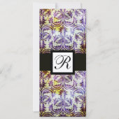 Invitation MONOGRAMME CARRÉE EN DAMAS ANTIQUE, noir violet, o (Devant)