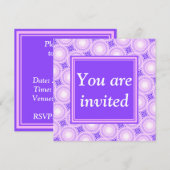 Invitation Monogramme cercles violets motif (Devant / Derrière)