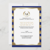 Invitation Monogramme CHANGER COULEUR & Gold Stripes Graduati (Devant)