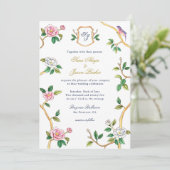 Invitation Monogramme Chinoiserie frontière avec Mariage de c (Debout devant)