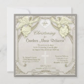 Invitation Monogramme Christening avec Angles (Devant)