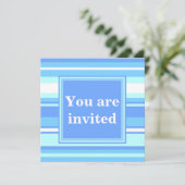 Invitation Monogramme ciel bandes bleues (Debout devant)