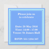 Invitation Monogramme ciel bandes bleues (Dos)