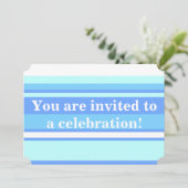 Invitation Monogramme ciel bandes bleues (Debout devant)