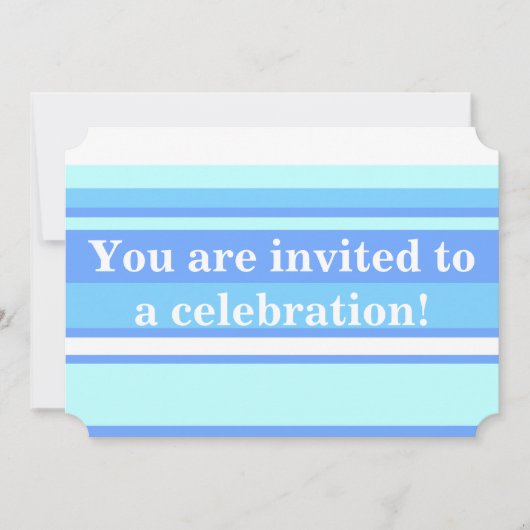 Invitation Monogramme ciel bandes bleues (Devant)