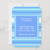 Invitation Monogramme ciel bandes bleues (Dos)
