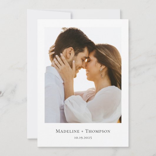 Invitation Monogramme classique avec bordure et Mariage photo (Dos)