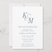 Invitation Monogramme Classique Bleu Duisâtre La Nuit Avant (Devant)