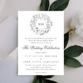 Invitation Monogramme Classique Botanique Florales Mariage