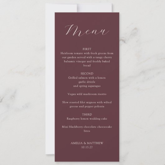 Invitation Monogramme classique Burgundy Script Menu imprimab (Devant)