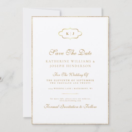 INVITATION MONOGRAMME CLASSIQUE CALLIGRAPHIE ROMANTIQUE SAVEZ (Devant)