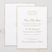 INVITATION MONOGRAMME CLASSIQUE CALLIGRAPHIE ROMANTIQUE SAVEZ (Devant / Derrière)
