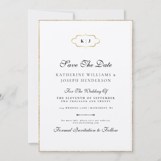 INVITATION MONOGRAMME CLASSIQUE CALLIGRAPHIE ROMANTIQUE SAVEZ (Devant)