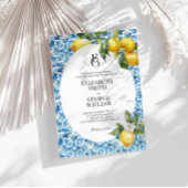 Invitation Monogramme classique Citron bleu Mariage méditerra