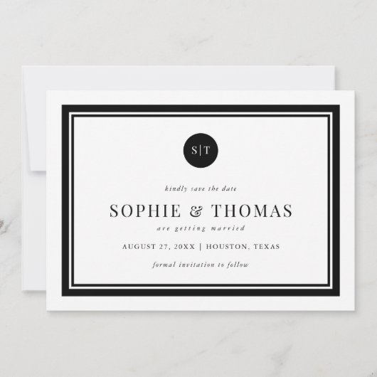 Invitation Monogramme classique couleur modifiable Enregistre (Devant)