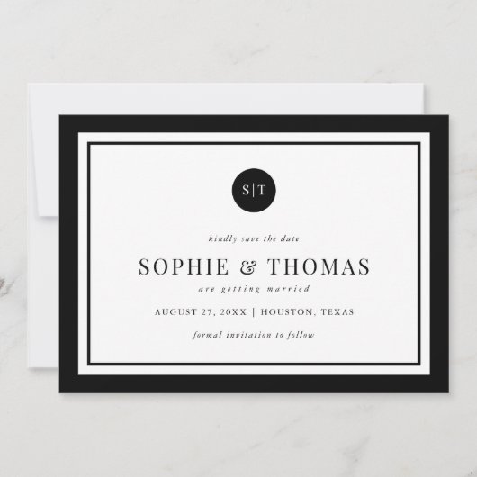 Invitation Monogramme classique couleur modifiable Enregistre (Devant)