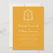 Invitation Monogramme classique Crest Marigold Jaune Mariage (Devant)