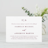 Invitation Monogramme classique de Bourgogne Mariage photo (Debout devant)
