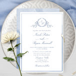 Invitation Monogramme classique Dusty Mariage d'aquarelle ble<br><div class="desc">Dégustez vos amis et votre famille avec cette élégante invitation de mariage qui met en vedette un magnifique monogramme botanique feuillu dessiné à la main avec les initiales de la mariée et du marié. Invitation frontale avec cadre d'aquarelle bleu et bleu poussiéreux, tandis que le dos de l'invitation avec belle...</div>